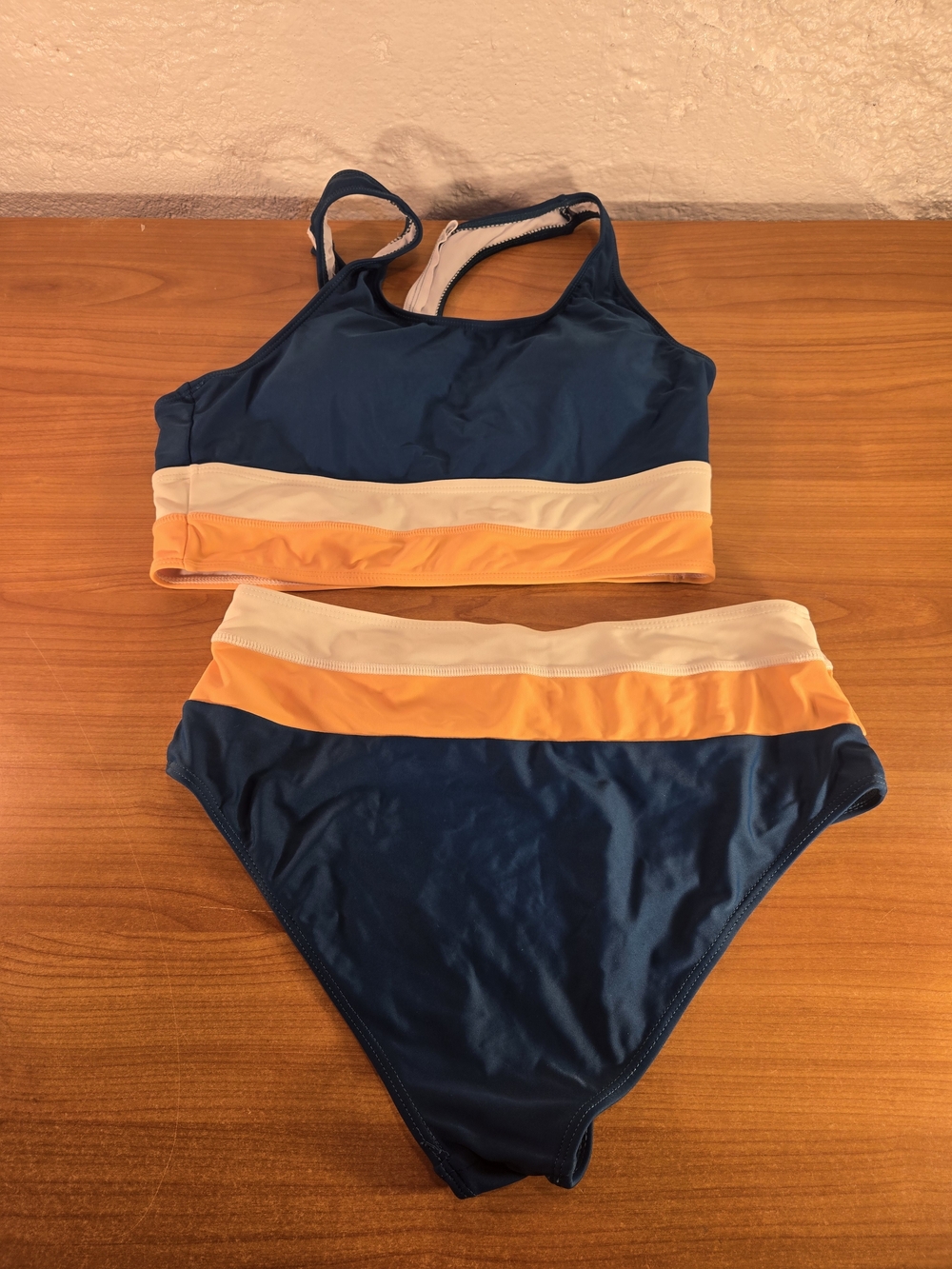 Nani Swimwear Coastal Tide Cut Back Crop Top High Waisted Bikini Set Teal M